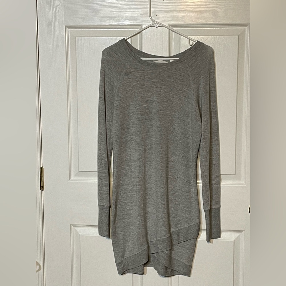 Athleta Size M Criss Cross Sweatshirt Dress In Charcoal Heather
